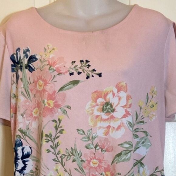 4/$30 ELLE Stretch Floral Pink Women's Top Blouse Size L - Picture 2 of 7
